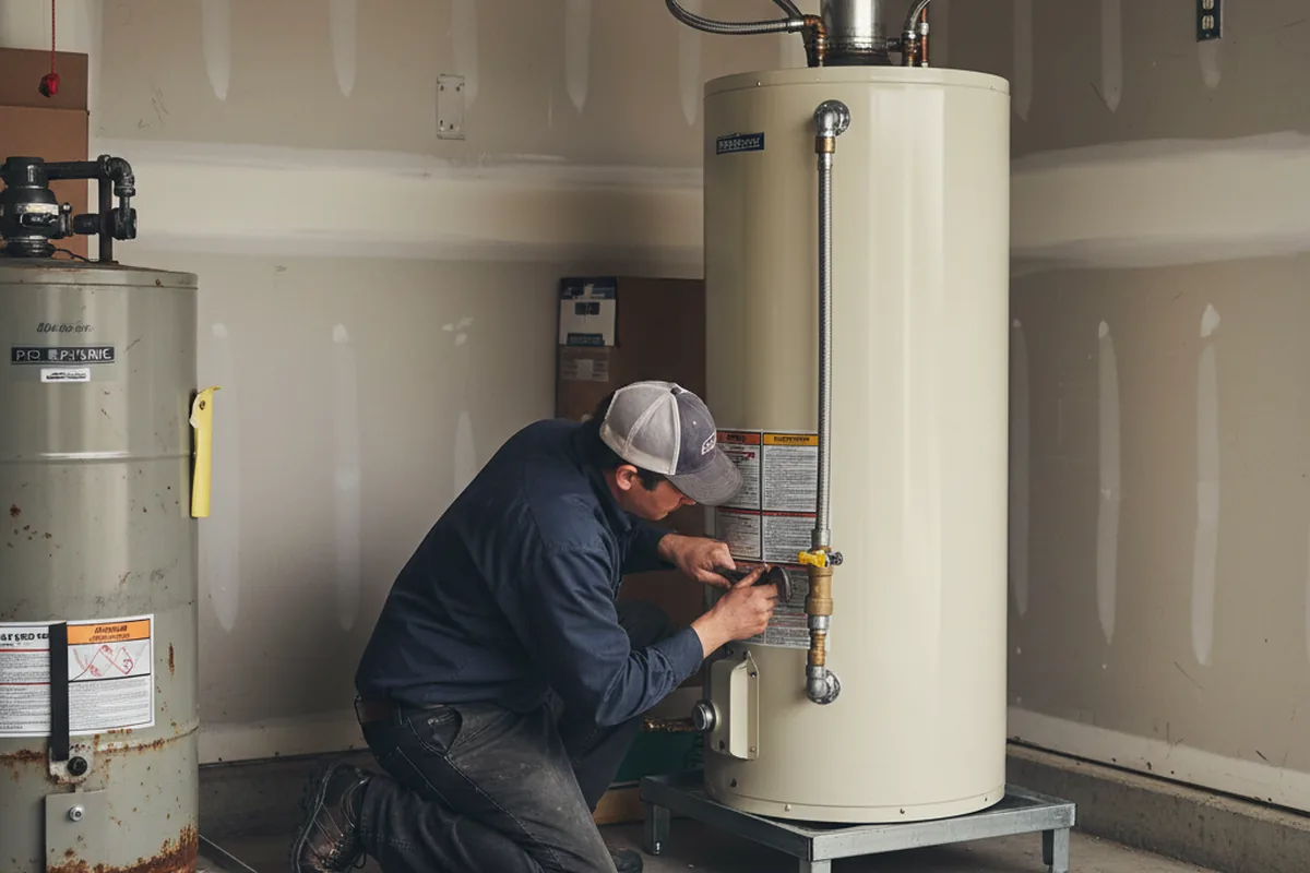 Water heater and shutoff valve replacement in Louisa