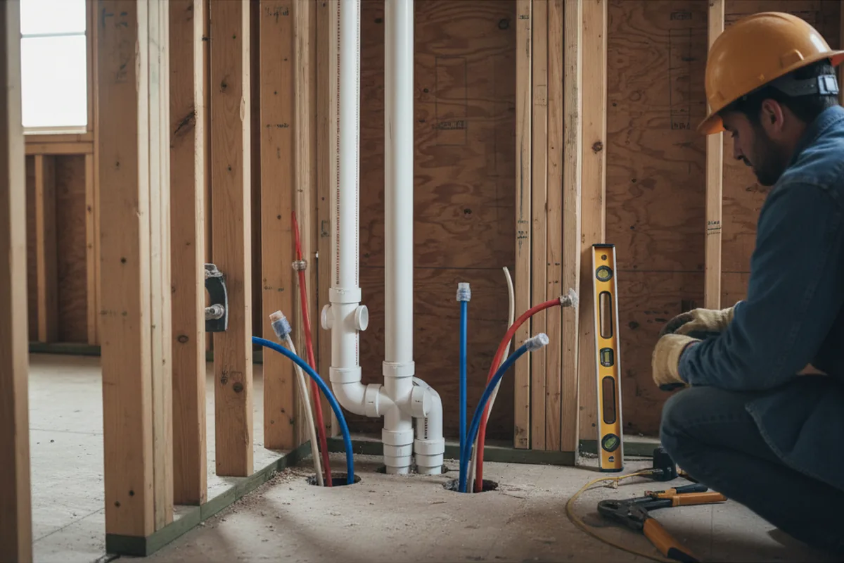 Drain and supply rough-in during Toilet Repair and Installation in Louisa